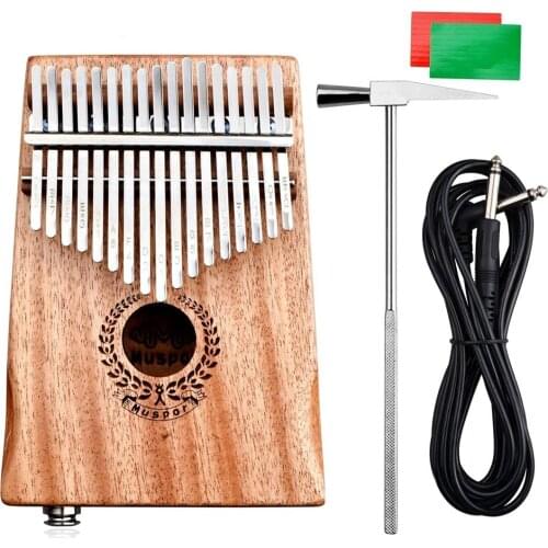 17 Key EQ Kalimba Mbira Mahogany Thumb Piano Electric Pickup Musical Instrument Finger Piano Tune Hammer Beginner KLB34
