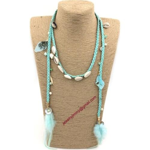 2016 New personalized handmade popular jewelry supplier unique boho leather cord chain necklace for women summer style