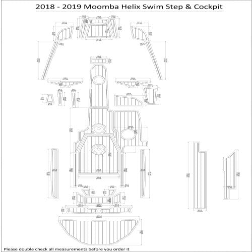 2018-2019 Moomba Helix Swim Step & Cockpit Pad Boat EVA Teak Decking 1/4" 6mm