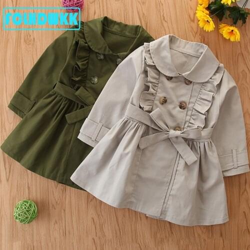 2020 Spring Autumn Girls Fashion Jackets British Style Outerwear Casual Red Green Windbreaker Children Clothing Cute Girls Coat