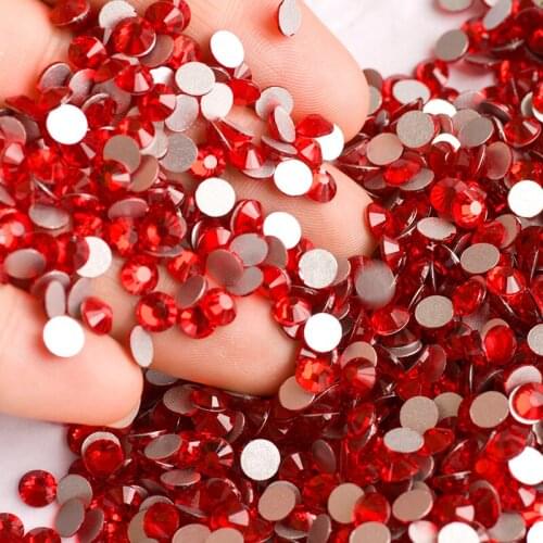 2028NoHF SS20 Light Siam Rhinestones Red FlatBack non Hotfix Rhinestones Use for Garment Shoes Bags Nail Art