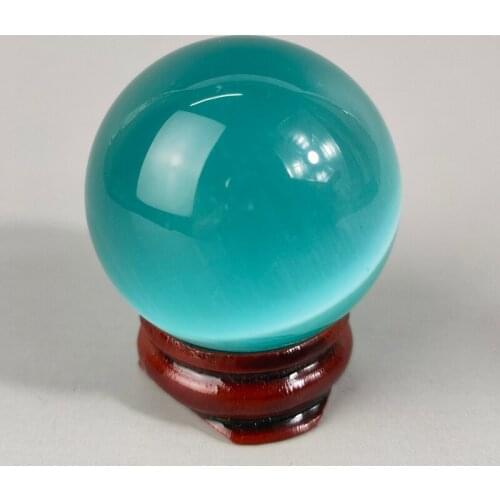 4 cm ) Exquisite Interesting Chinese Craft Collection Home Decoration Gift Light Blue Opal Crystal Ball ( with Base )
