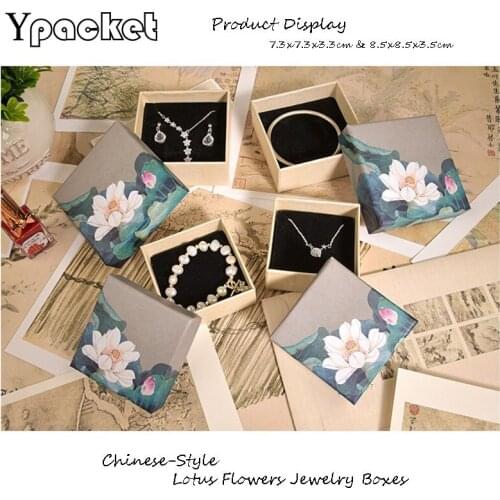 China Style Flowers Square Jewelry Organizer Box Engagement Ring For Earrings Necklace Bracelet Pendant Display Gift Box 40PCS