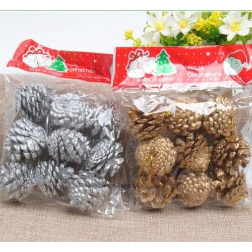 9Pcs/set Gold Pine Cone Artificial Bouquet DIY Wedding Christmas Garland Wreath Decoration Christmas Tree Ornaments home decor