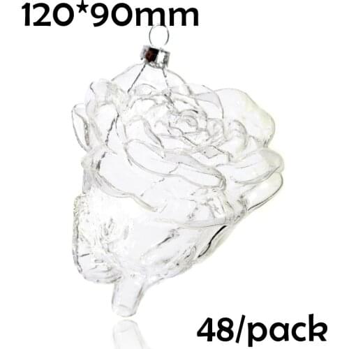 Free Shipping DIY Paintable Clear Christmas Ornament Decoration 120mm Glass Rose, 48/Pack
