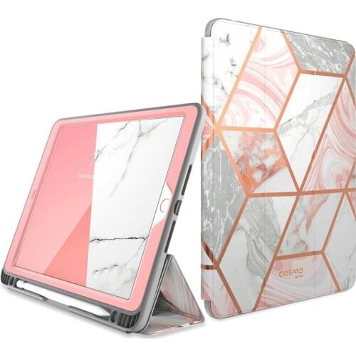 For iPad 10.2 Case (2019) i-Blason Cosmo Trifold Stand Smart Case with Auto Sleep/Wake & Pencil Holder,Built-in Screen Protector