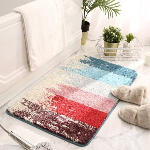 Home Doormat Flocking Bath Mat Cute Anti Slip Absorbent Bathroom Carpet Water Absorption Floor Area Rugs for Shower Room