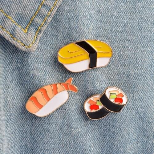 3-7 Pieces/set Sushi Coffee Fruit French fries Hamburger Egg Pizza Beer Enamel Pins Food Pin Badges Brooches Set Cartoon Jewelry