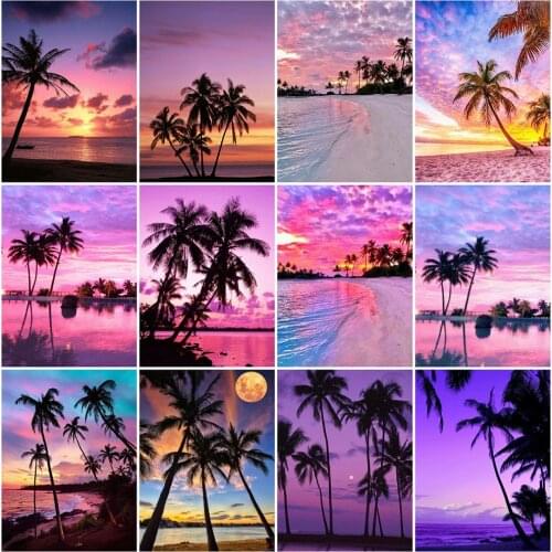 EverShine DIY Diamond Painting Full Square Drill Landscape Cross Stitch Diamond Embroidery Seaside Mosaic Kits Sunset Wall Art