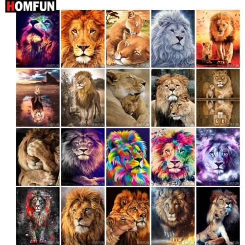 HOMFUN Diamond Embroidery DIY Diamond Painting Cross Stitch Kit "Animal lion landscape" 5D Needlework Diamond Home Decoration
