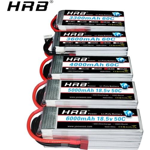 HRB Lipo 5S 18.5V Battery T Deans 2200mah 2600mah 3000 3300mah 4000mah 5000mah 6000mah 10000mah 22000mah For T-REX 550 RC Parts
