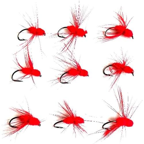 KKWEZVA 18pcs Fishing Lure Butter fly Insects Salmon Flies Trout Single Dry Red Ant Shape Fishing Fly Lures Fishing Tackle