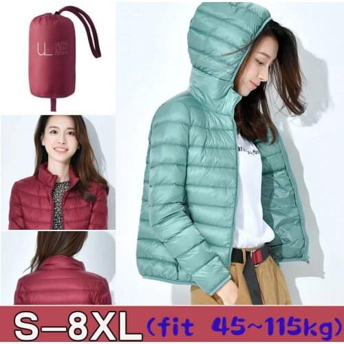 Puffer Jacket Women Oversized Autumn Female Clothes Zip Up Outerwear Aesthetic Streetwear Solid color Light Weight hooded Coat