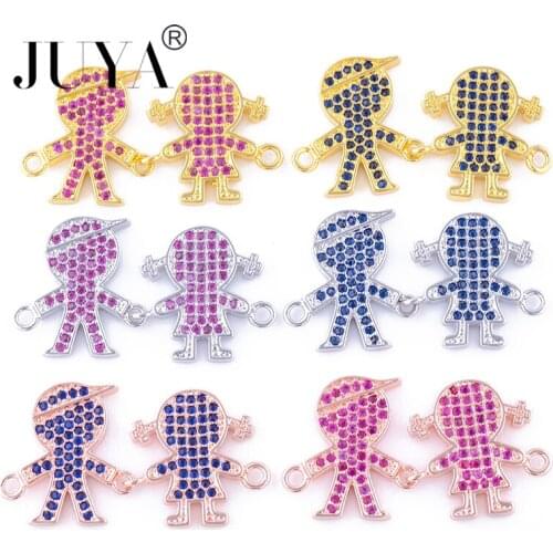 Fashion Coloured Zircon Kids Boy Girls Kawaii Charm Pendant Connectors For Bracelets Making Popular Jewelry Findings Accessory