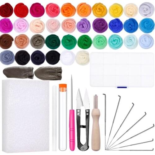 Nonvor Color Wool Felt Kit Handle Wool Felting Tools Handmade Felt Needle Set Needles Felting Fabric Materials Handcraft DIY