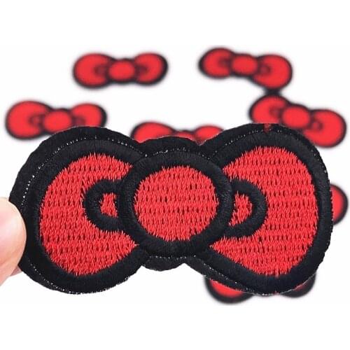Wholesale 10pcs Bowknot Bow Tie Ironing on Patches for Clothing Girls Jeans Backpack Stripes Stickers Patch Embroidered Badges