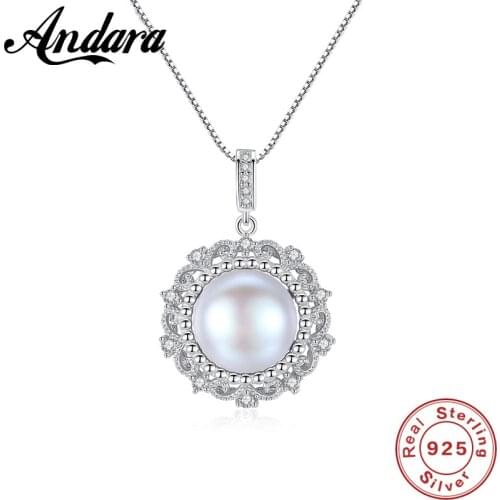 New Arrival Brand 10-10.5MM Gray Freshwater Pearl Pendant Necklace Clear CZ Fashion Elegant Luxury Jewelry