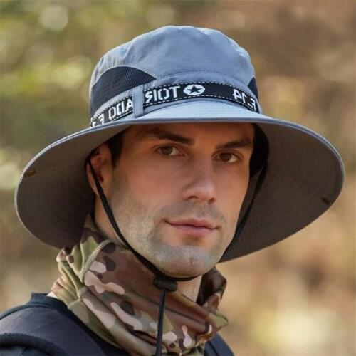 Men UV Sun Protection Hat Man Mesh Patchwork Bucket Hat 2020 Summer Male Adjustable Outdoor Go Fishing Beach Cap Breathable