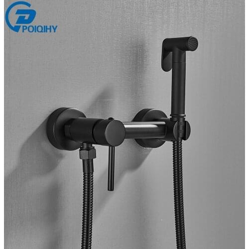 POIQIHY Bidets Shower Head Wash Hygienic Shower Sprayer Hot and Cold Mixer Toilet Spray Kit Muslim Shower Bidet Faucet