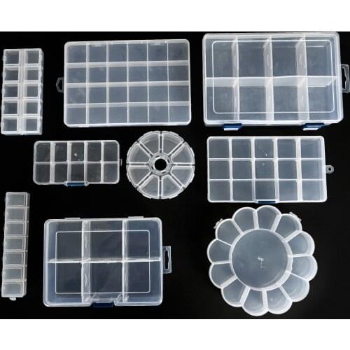 Transparent Plastic Storage Jewelry Box Compartment Adjustable Container For Beads Earring Organizer Holder For Jewelry Box Case