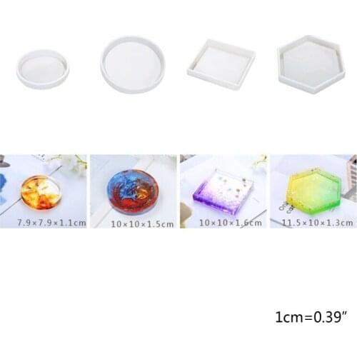 97QE Silicone Mold DIY Cup Mat Pad Handmade Molds Crafts Epoxy Resin Geometric Shape Hexagonal Square Round Thermal Insulation