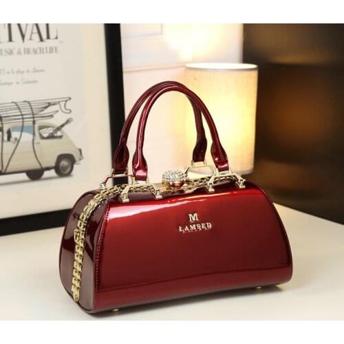 Womens Boston Pillow Bag 2021 New Patent Lether Handbag Original Luxurious Party Shoulder Messenger Bag