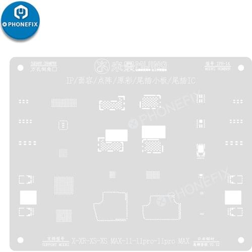 MJ Dot Matrix Tin Planting Stencil Steel Mesh for iPhone X XR XS MAX 11 11 Pro 11 Pro Max Face ID Repair Reballing Stencil