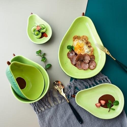 Creative avocado plate ceramic breakfast plate soup salad dessert bowl fruit plate dish childrens tableware dinner plates
