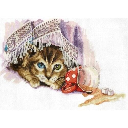 Customized Embroidery Naughty Cat Cross Stitch Patterns Funny Sayings Free with 100% Cotton Floss & Free Shipping for Wall Decor