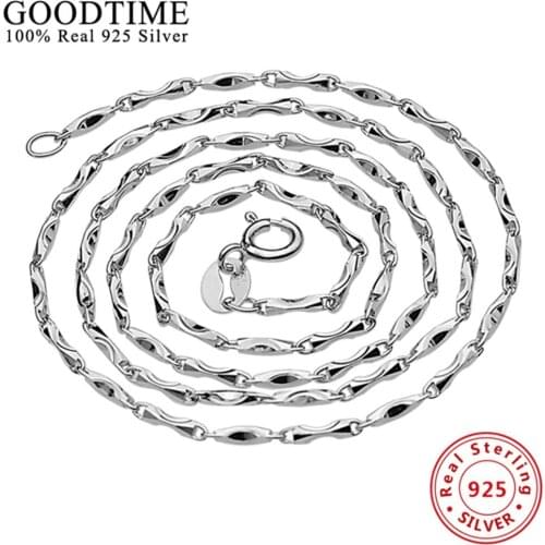 Wholesale Sterling Silver Jewelry Pure Silver Water-Wave Chain Necklace Real Solid 925 Sterling Silver Link Chains Women AJC007