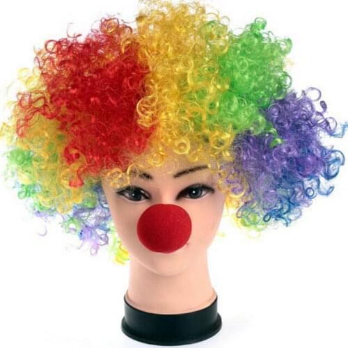 1Pc Sponge Ball Red Clown Magic Nose Masquerade Clown Costume Explosion Curls Wig Wholesale Halloween Party Supplies