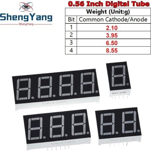 10PCS 0.56 inch LED display 7 Segment 1 Bit/2 Bit/3 Bit/4 Bit Digit Tube Red Common Cathode / Anode Digital For Arduino
