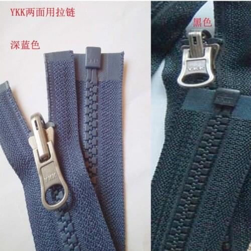 10 Pcs/lot Vintage Ykk Resin Zipper Rotary Puller Double-sided Zippers Black Dark Blue Jacket Clothing Sewing Accessories