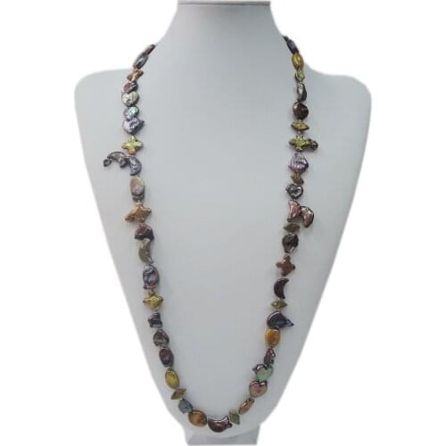 100% NATURE FRESHWATER PEARL LONG NECKLACE-80 CM baroque PEARL NECKLACE