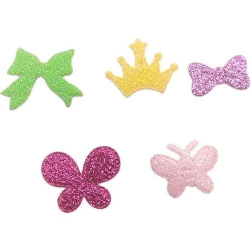 100Pcs/Lot Mixed Glitter Fabric Patches Crown Felt Applique for Craft/Clothes DIY Scrapbooking Accessories