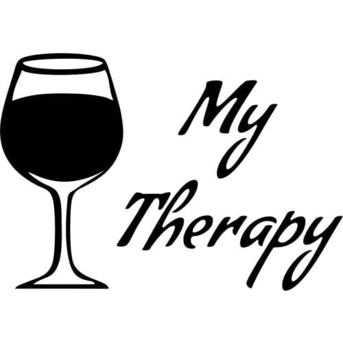16X11CM MY THERAPY Wine Glass Originality Funny Car-styling Vinyl Car Sticker Decals Black/Silver S8-0253