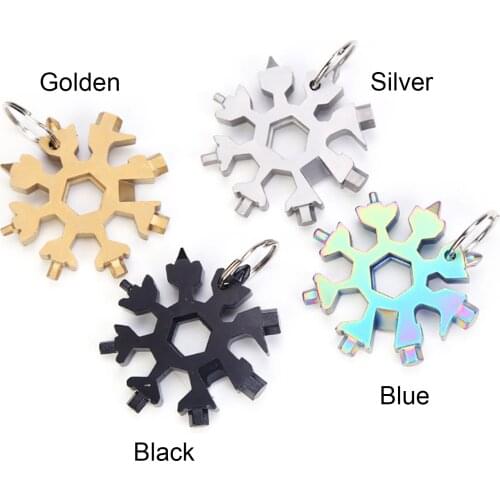 18 in 1 Snowflake Spanner Keyring Hex Multifunction Outdoor Hiking Wrench Key Ring Pocket Multipurpose Camp Survive Hand Tools