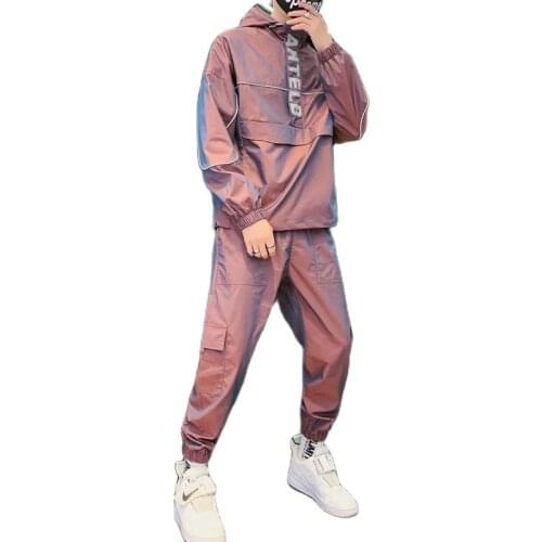 2021 Workwear jacket mens Hooded Jacket+Pants 2PC Sets baseball loose Pullover coat & Long Pants Mens Clothing