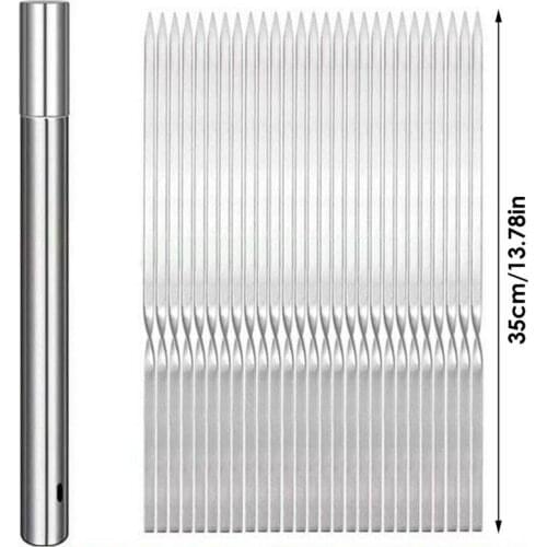 20PCS Skewers For Barbecue Reusable Grill Stainless Steel Skewers Shish Kebab BBQ Camping Flat Forks Gadgets Kitchen Tools