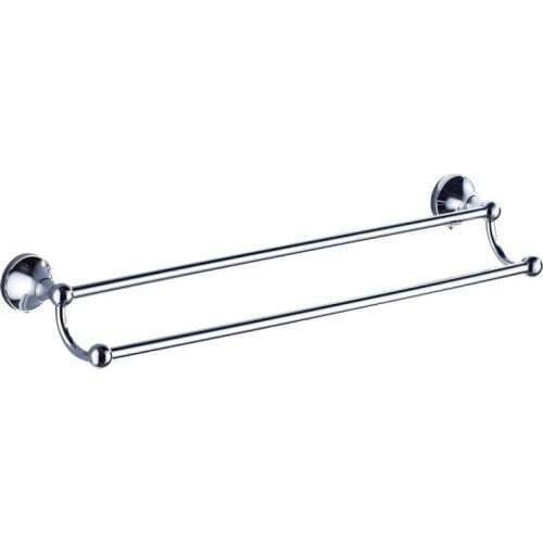 2017 Bathroom Accessories Brass Material Chrome Finish Double Towel Bar Strong Towel Rack Bathroom Hardware Product