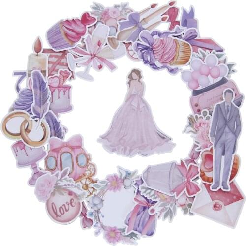 34pcsWaterproof Wedding Party Engagment Marry Love Bride Planner Journaling Craft Scrapbooking Decorative Card DIY Sticker Pack