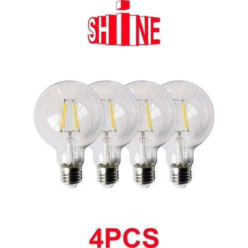 4pcs/lot Chrismas Hot Size Filament Bulb G80 E27 6W 4000K Bombillas 220V-240V Chrismas Decor Vintage Lamp Home Decoration