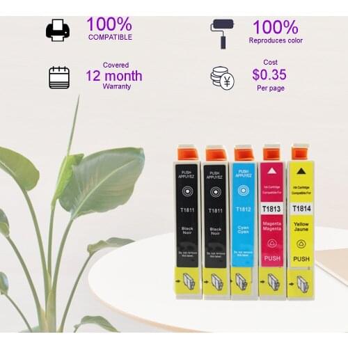 5PK T1811 Compatible ink cartridge for XP212/XP215/XP312/XP315/XP412/XP415/XP30/XP102/XP202/XP205/XP302/XP305/XP402/XP405 printe