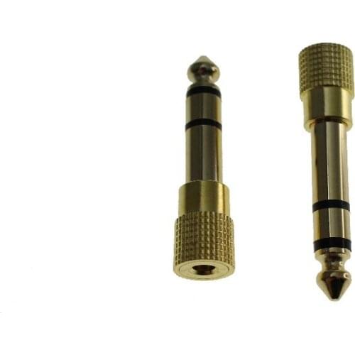 6.5MM Male to 3.5MM Female Jack cable Plug Converter for Microphone Guitar and Recording Equipment (Gold,2pcs pack)