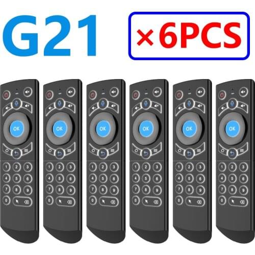 [6PCS] G21 PRO Backlit Gyro IR Learning Wireless Air Mouse 2.4G Smart Voice Remote Control for X96 H96 3318 Android TV Box