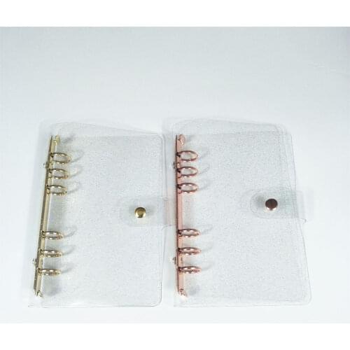 A5/A6 Golden Glitter Transparent PVC Loose-leaf Case Rose Gold Six Hole Notebook Cover File Folder Binder Ring Kawaii Stationery