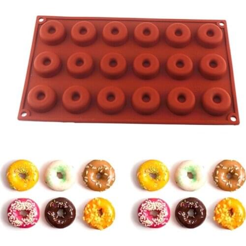 Non-Stick 18 Cavity Mini Donut Fondant Silicone Mold Ice Tray Baking Pan Moulds Baking Dessert Cake DIY Decorating Tools