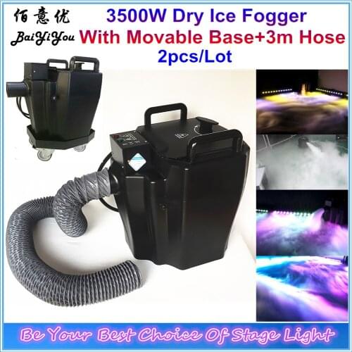 Disco DJ Show 3500W Dry Ice Smoke Machine Low Ground Fog Machine Dry Ice Stage Effect Machine With 3m Hose And Movable Base