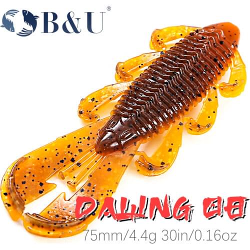 B&U Bandito Bug 75mm Soft Fishing Lure Jig Wobblers Swimbait Silicone Baits Shrimp Scent Bass Perch Lure Artifical Craws Bait