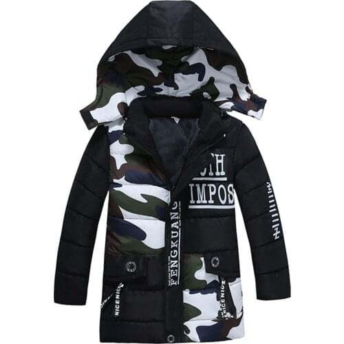 Bibihou 2017 girls parka Baby Boys Winter Coat Baby Boys Cotton Fashion camouflage Winter Jacket Outwear Kids Warm Cotton Padded